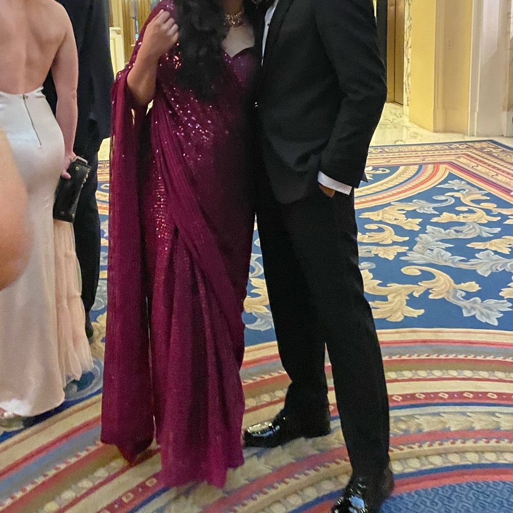 Bollywood style saree purple sequins